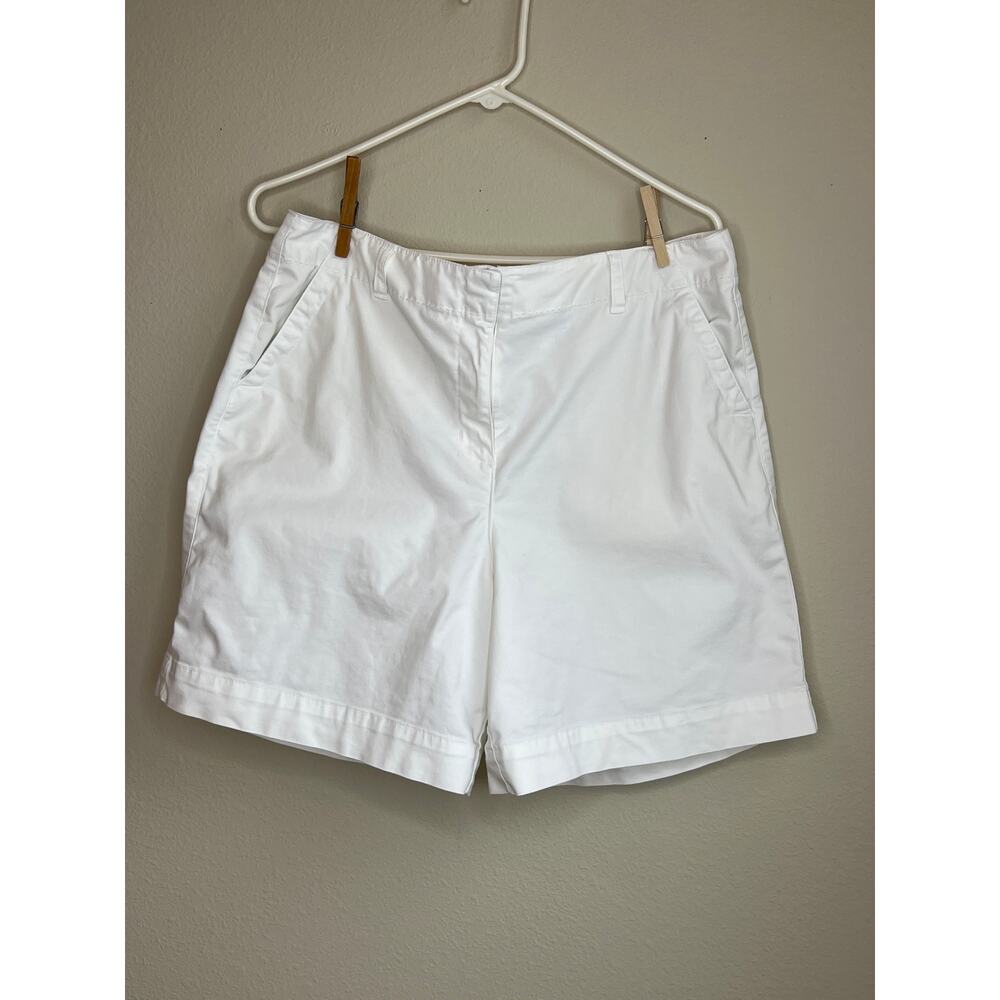 Talbots Solid White Cotton Chino Shorts Size 14